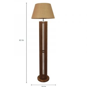 Ventus Wooden Floor Lamp with Premium Beige Fabric Lampshade