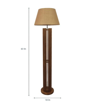 Ventus Wooden Floor Lamp with Premium Beige Fabric Lampshade