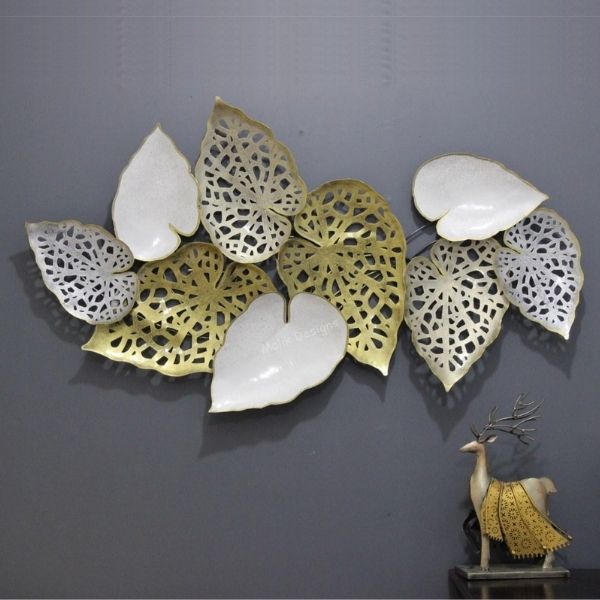 Hand Painted Metal Leaf Wall Decor
