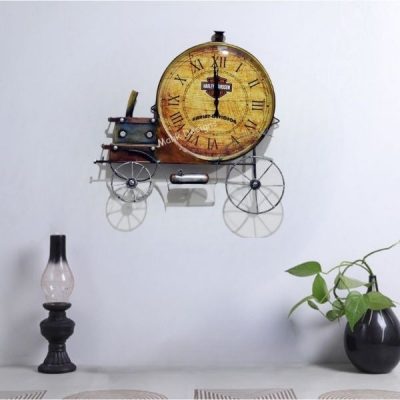 Metal Wall Clock with Train Designed