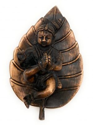 Bhunes Brass Bala Krishna on Peepal Leaf