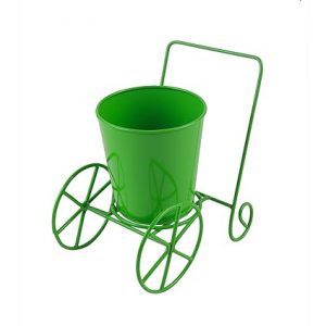 Iron Two Weel Pot Stand for Home Decor and Gifting Green Color
