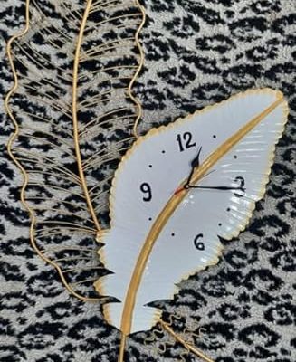 White Leaf Clock Decorative Wall Art