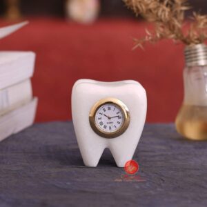 Tooth Shape Dentist Desk MarbleTable Clock