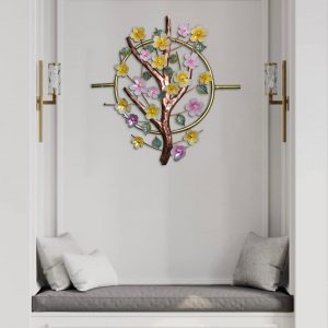 Amazing Metal Flower with leaves and Branch Wall Art