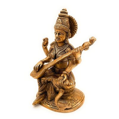 Bhunes Brass Goddess Saraswathi Idol 17 Cms
