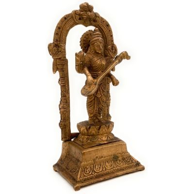 Bhunes Brass Goddess Saraswathi Idol with Prabhavali