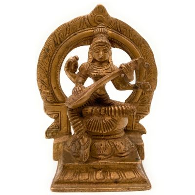 Bhunes Brass Goddess Saraswathi on Peeta Prabhavali Idol