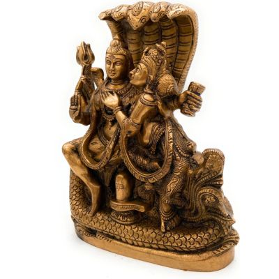 Bhunes Brass Shiva Parvathi with Lingam over Shesha Idol