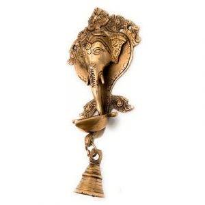 Bhunes Brass Ganesh Wall Hanging Lamp with Bell
