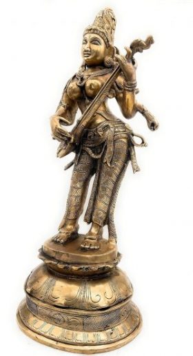 Brass Goddess Saraswathi Idol 55Cms