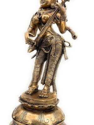 Brass Goddess Saraswathi Idol 55Cms