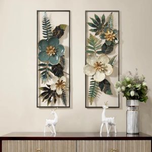 Handcrafted Flower Leaf Frames Iron Wall Art
