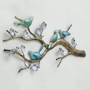 Handcrafted Iron Bird On Branch Wall Art