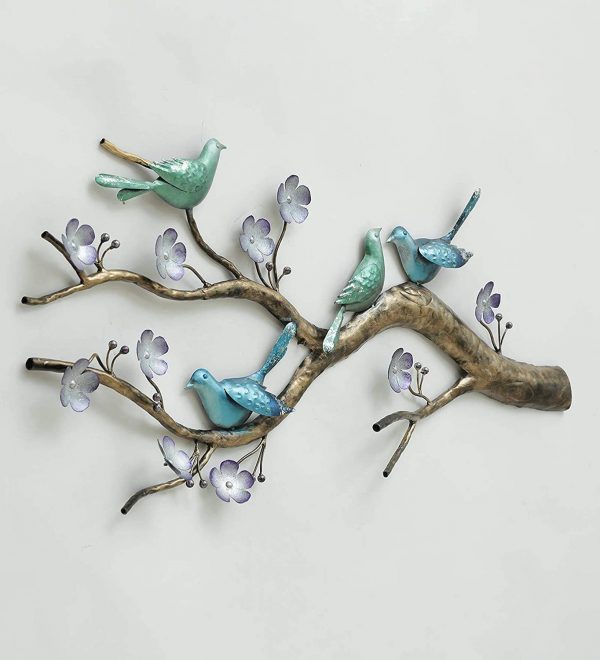 Handcrafted Iron Bird On Branch Wall Art