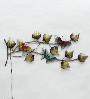 Colorful Metal Butterfly Wall Art LED Light Hanging