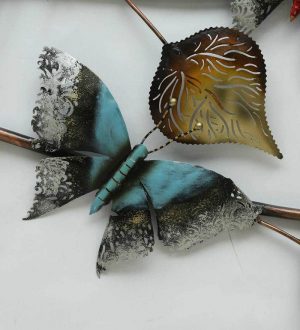 Colorful Metal Butterfly Wall Art LED Light Hanging