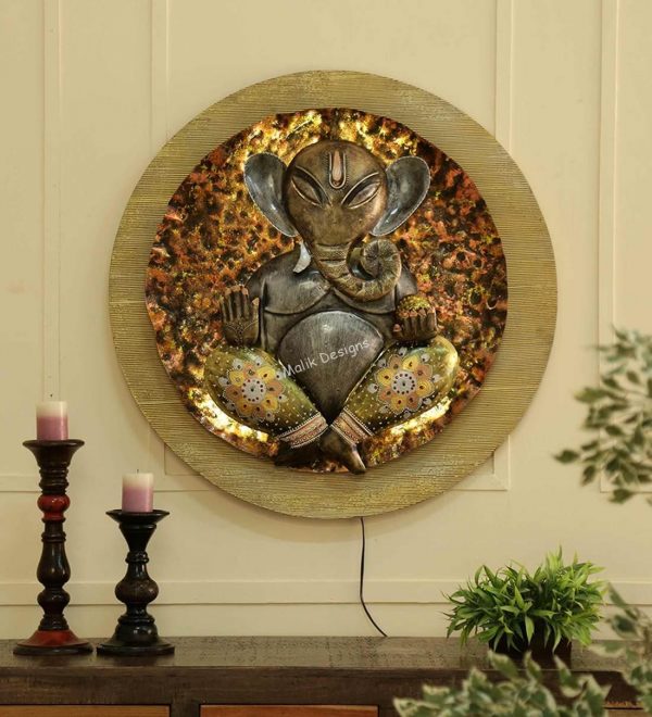 Ganesha Wall Hanging Sculpture Religious Gift Article Decorative( with Led)