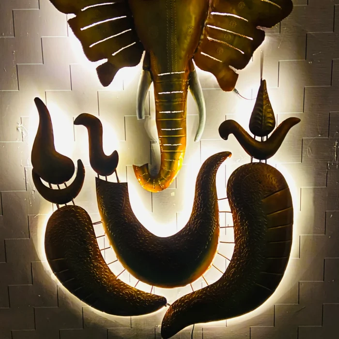 Metal Ganesha Wall Hanging Art with LED