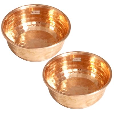 Pure Copper Hammered Design Serving Bowl Katori, Tableware & Dinnerware, Capacity 125 ML, Set of 2