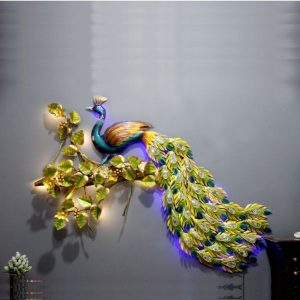 Big LED Iron Metal Peacock Wall Art Birds for Your Room Beautifully Built