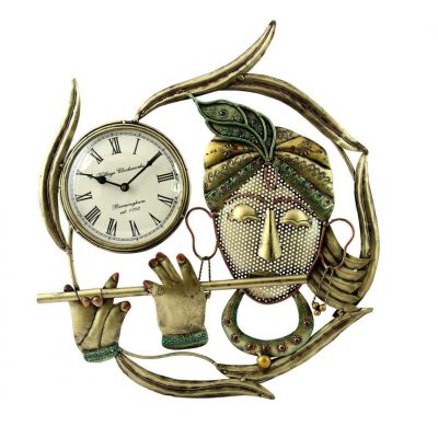 Handmade Krishna Playing Flute Wall Clock