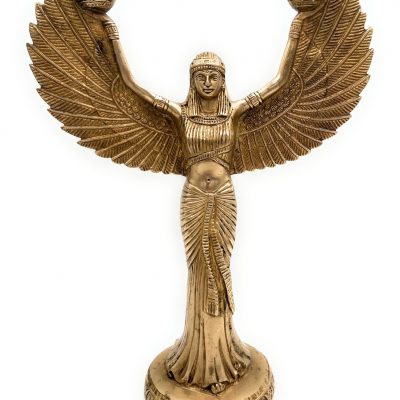 Bhunes Brass Egyptian Statue of Goddess ISIS with Candle Holder
