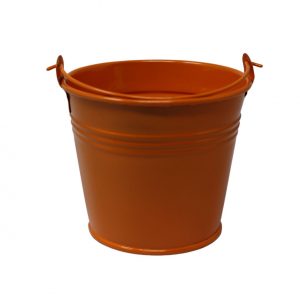 Metal Mini Bucket Planter for Indoor and Outdoor Orange Color