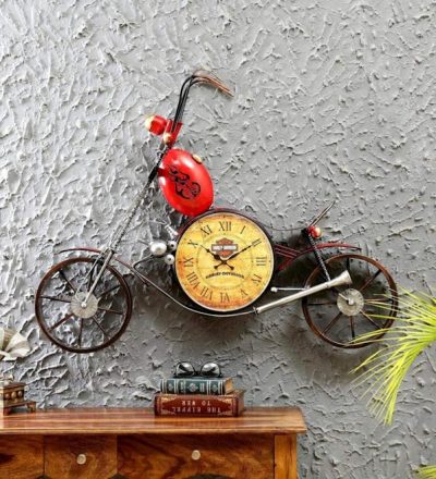 Metal Wall Hanging Clock Bullet Bike Design
