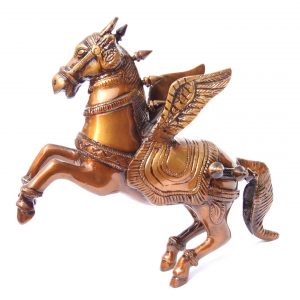 Brass Cheering Horse with Wings Statue