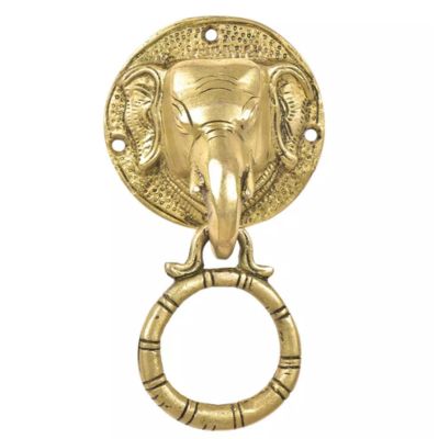 Antique Brass Elephant Face Door Knocker