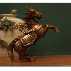 Brass Cheering Horse with Wings Statue