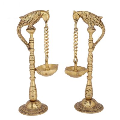 Brass Parrot Hanging Candle Holder
