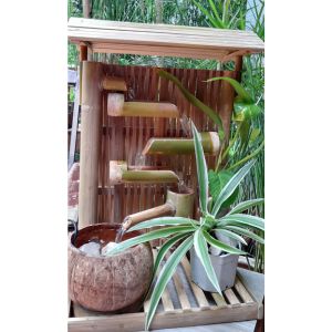 Handcrafted Weaving Wall style 4 steps Bamboo and Coconut Fountain