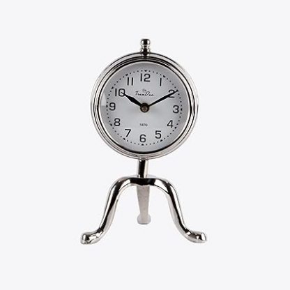 Analog Metal Table Clock in Silver Finish-9 Inches
