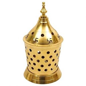 Brass Akhand Diya  Lid Jyoti Wick Oil Lamp Golden Temple Oil Lamp Diyas Spiritual Puja Lamp Diwali Other Festivals (3.2*3.2*5 Inches)