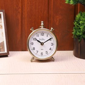 4 inch Dia Metal Table Clock in Gold Finish 4"