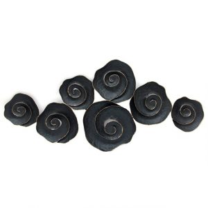 Handcrafted Metal Black Roses Wall Art