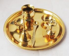 Handcrafted Brass Pooja Thali set of 7