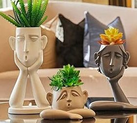 Emotional Faces Resin Planters set of 3