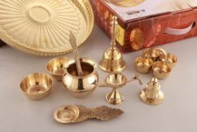Handcrafted Brass Pooja Thali set of 9