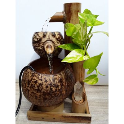 Handcrafted Coconut Shell Bamboo Table Top Fountain
