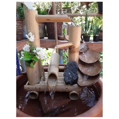 Handcrafted Table Top Bamboo and Coconut Shell Fountain