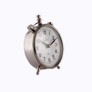 Metal Table Analog Clock in Silver Finish 4 Inches