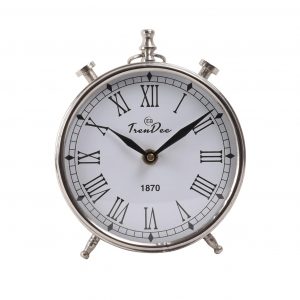 Metal Table Clock in Silver Finish-5 inches