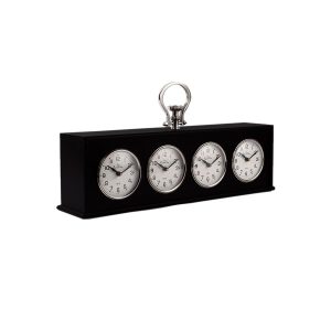 Black Wooden World Timer Table Clock with Handle