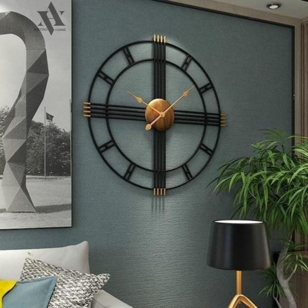 Wall Clock as Black Frame with Gold handle
