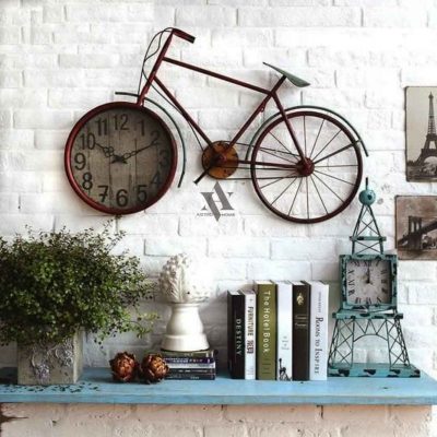 Cycle Wall clock in Brown color