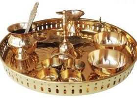 Handcrafted Brass Pooja Thali set of 9