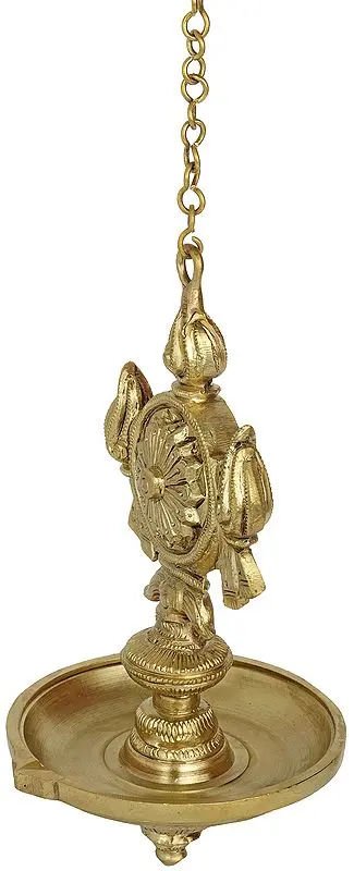 Decorative hanging diya Brass Vaishnava Conch Hanging Lamp